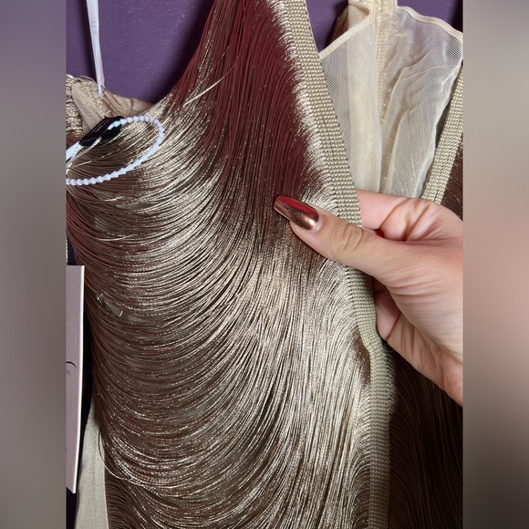 Bluma Halterneck Fringe Mini Dress In Olive — Medium - Picture 6 of 10